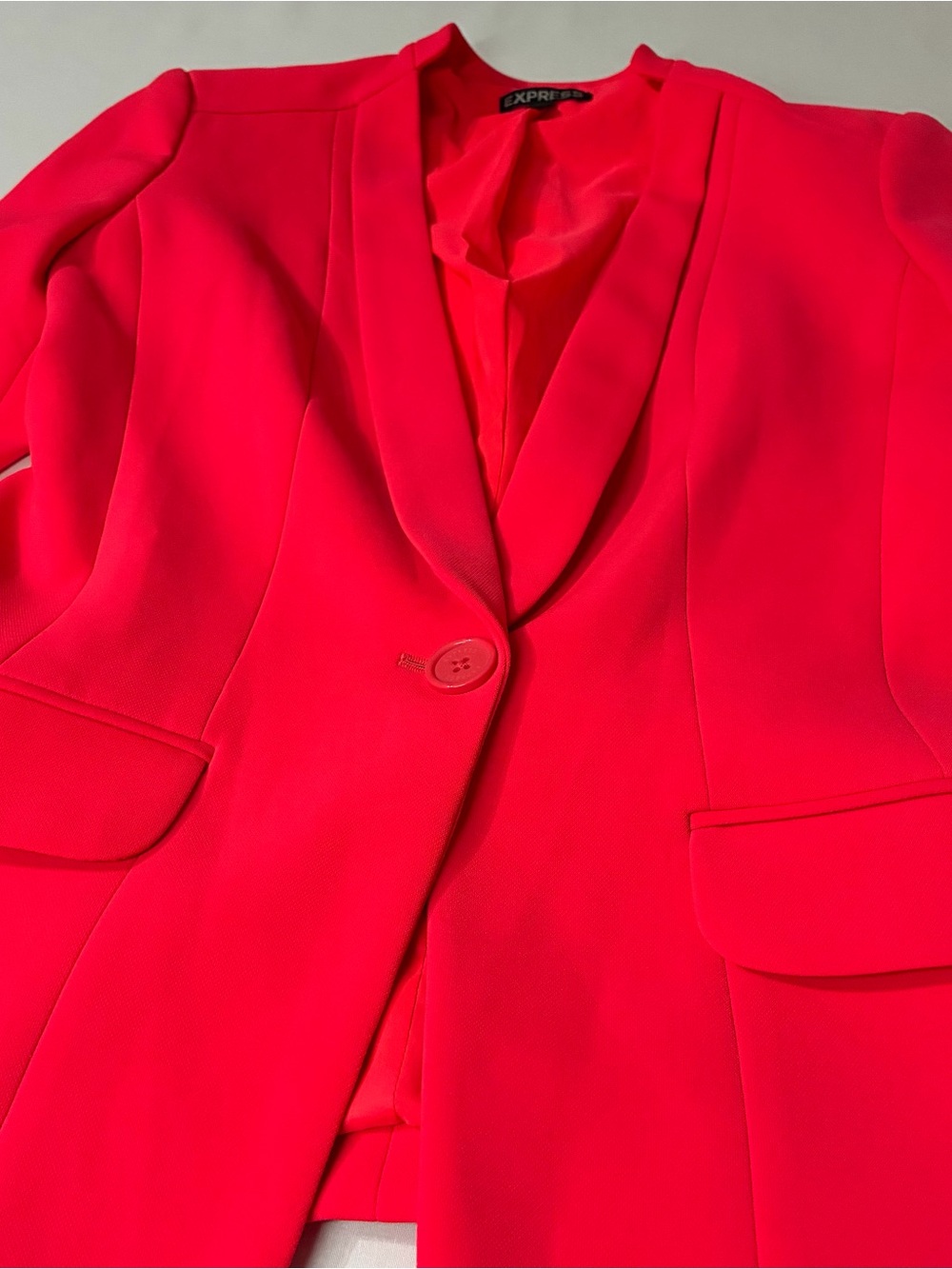 Express Size 0 Neon Coral Tailored One-Button Blazer Suit Jacket
